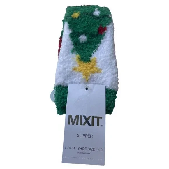 MIXIT 1 Pair Christmas Tree Cozy Fleece Non-Slip Slipper Socks Fits Shoe 4-10 - Picture 7 of 7
